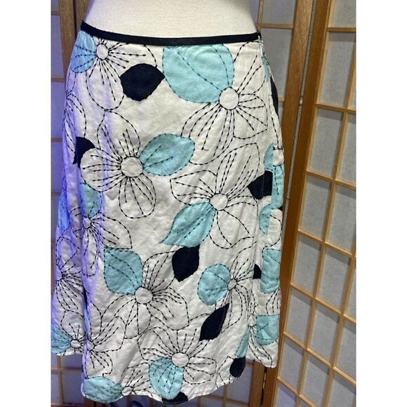 LOFT 6P Linen Embroidered Skirt - Picture 9 of 10